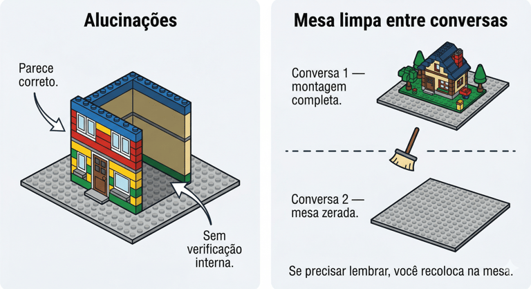 Limitações: alucinações e mesa limpa