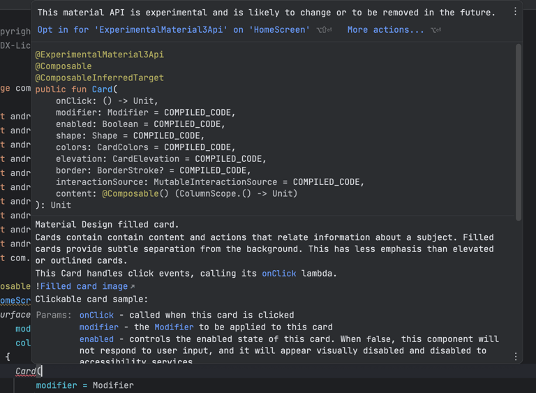 Error/warning shown by the IDE