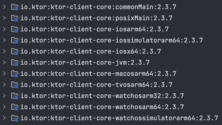 Dependencia com todos os source sets